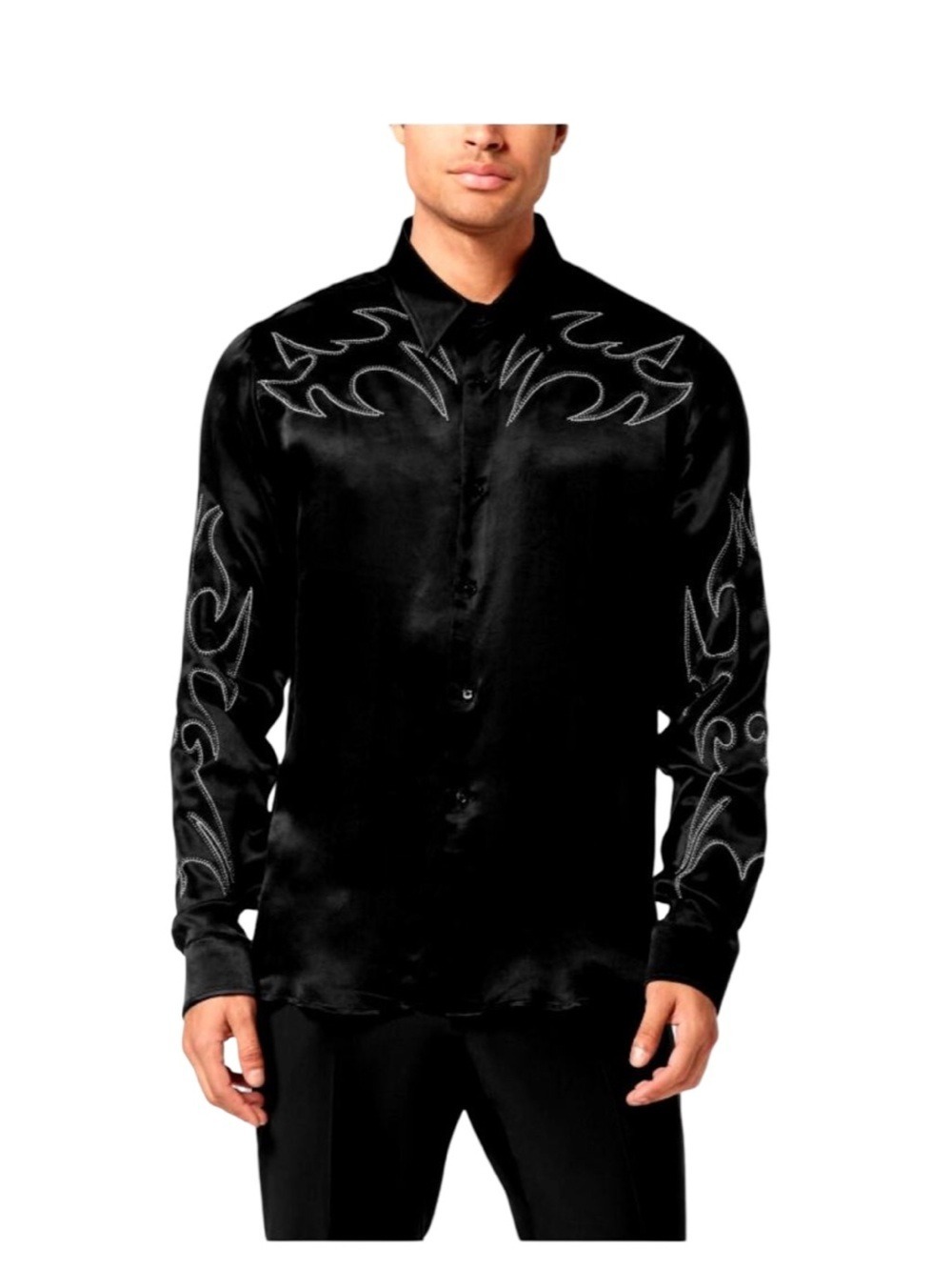 Philipp Plein Men's Black Embellished Texas Button Down Shirt NWT Size XL